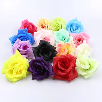 

50-100 Pieces 3" Artificial Silk Rose Simulation Flowers Heads Red Rose for Home Wedding Party Decoration DIY Wreath Fake Flower