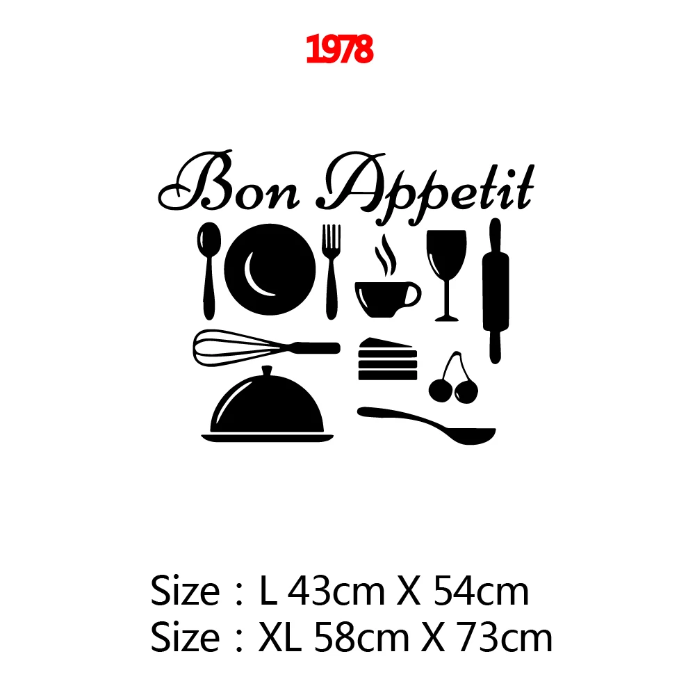 Bon Appetit Quotes Decal All Kinds Of Kitchenware Kitchen Wall Sticker Decoration Accessories