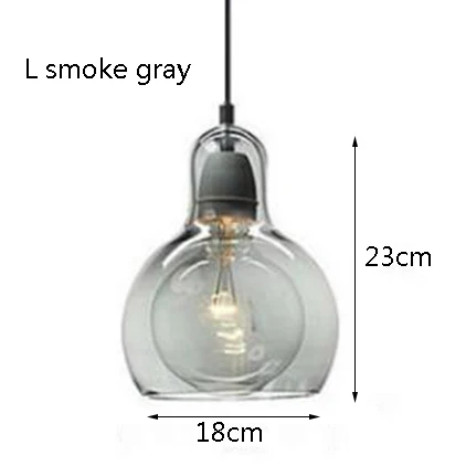 Скандинавские современные минималистичные стеклянные подвесные светильники E27, художественное освещение для гостиной, столовой, спальни, ресторана, кафе, отеля, комнаты - Цвет корпуса: Smoke gray L
