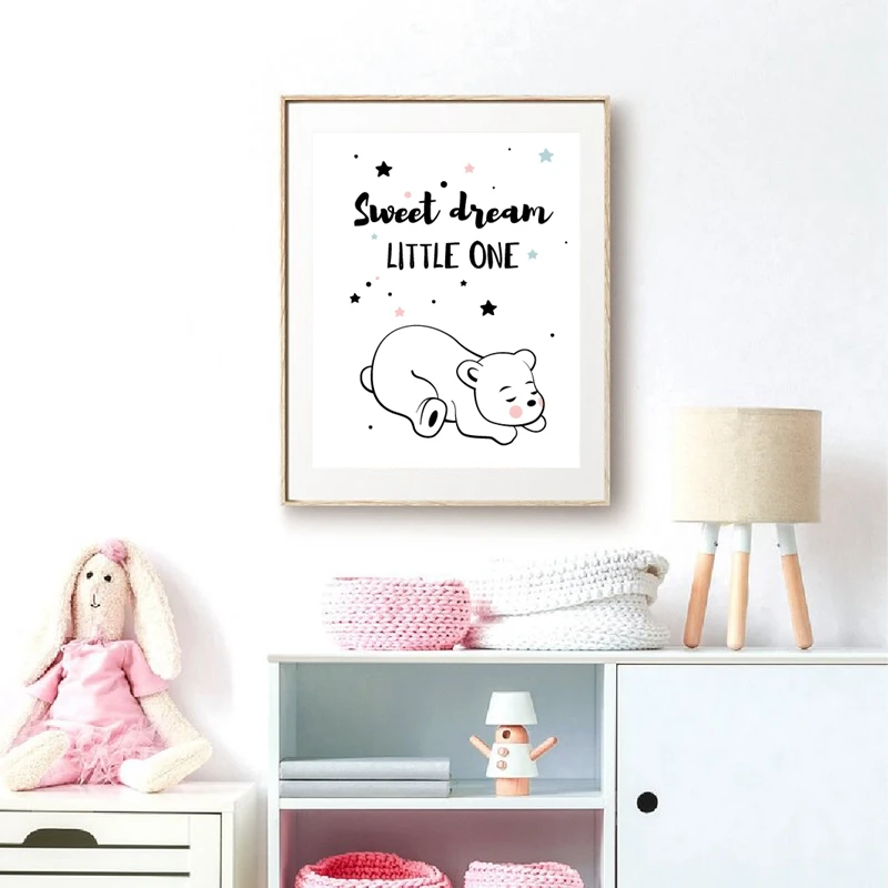 cute bear poster print kids room decor