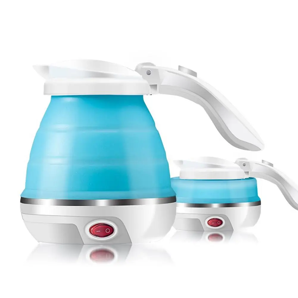 Складной электрический чайник Мини Путешествия котел для приготовления воды складной чайник с пищевым силиконовым материалом - Цвет: Синий