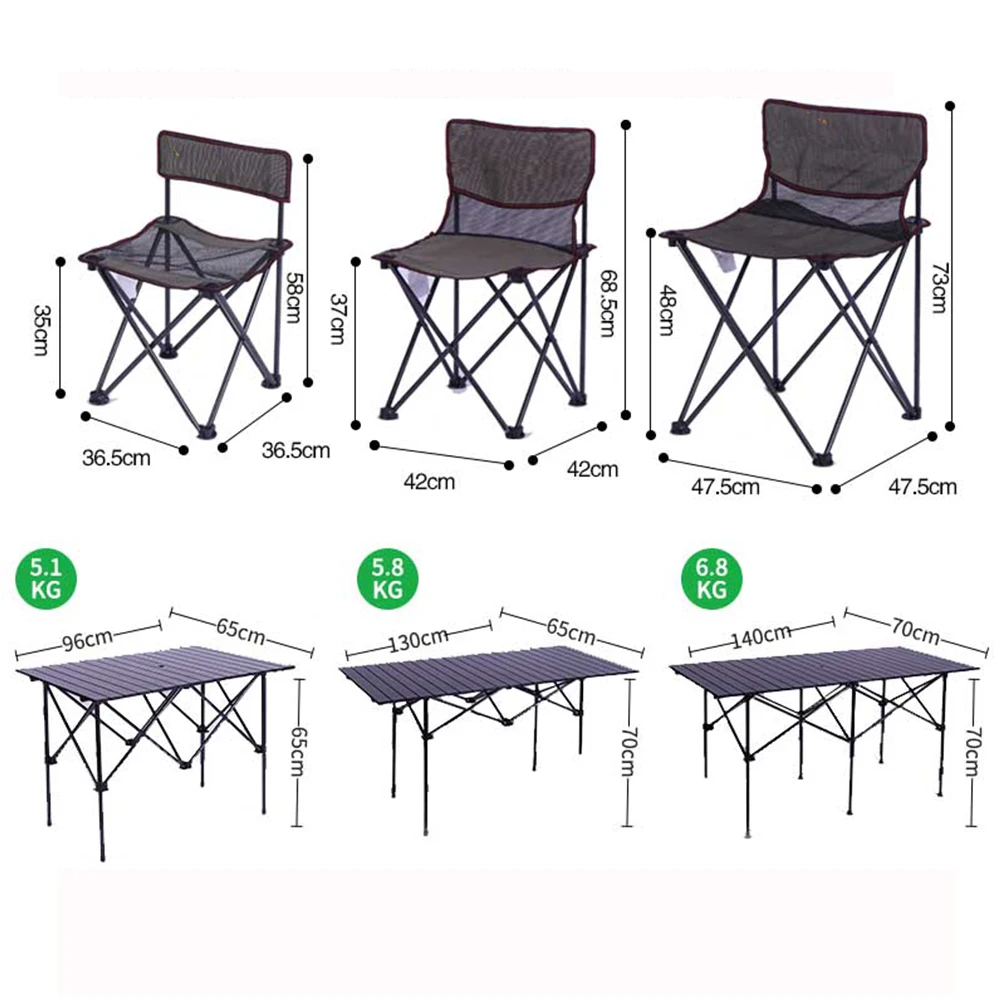  Outdoor Folding Table Chair Camping Aluminium Alloy Picnic Table Waterproof Ultra-light Durable Fol