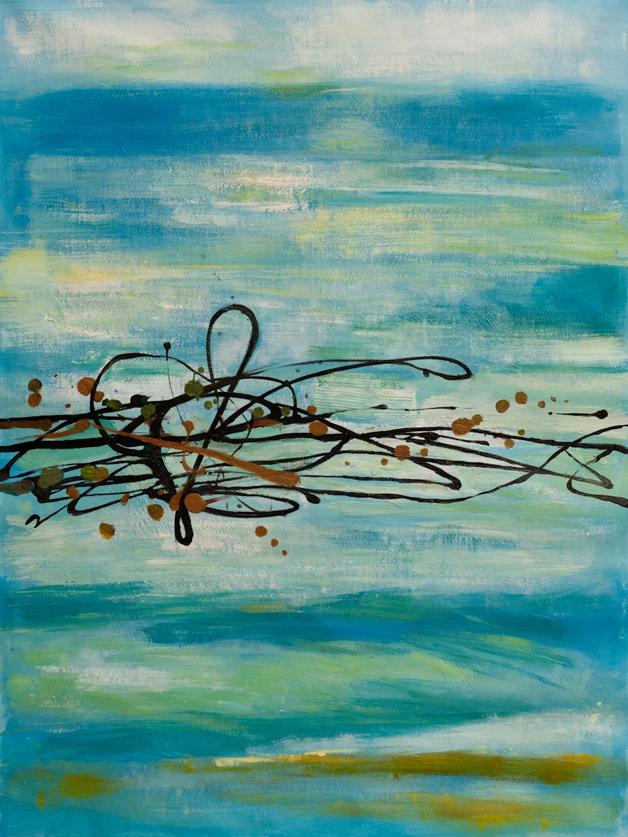 

Handpainted Abstract Oil Painting - AVR0912 by Lisa Carney, Modern Abstract Canvas Art Painting for Living Room