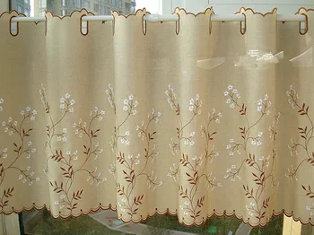 

Half curtain embroidery Korean kitchen curtains Piaochuang finished coffee curtain
