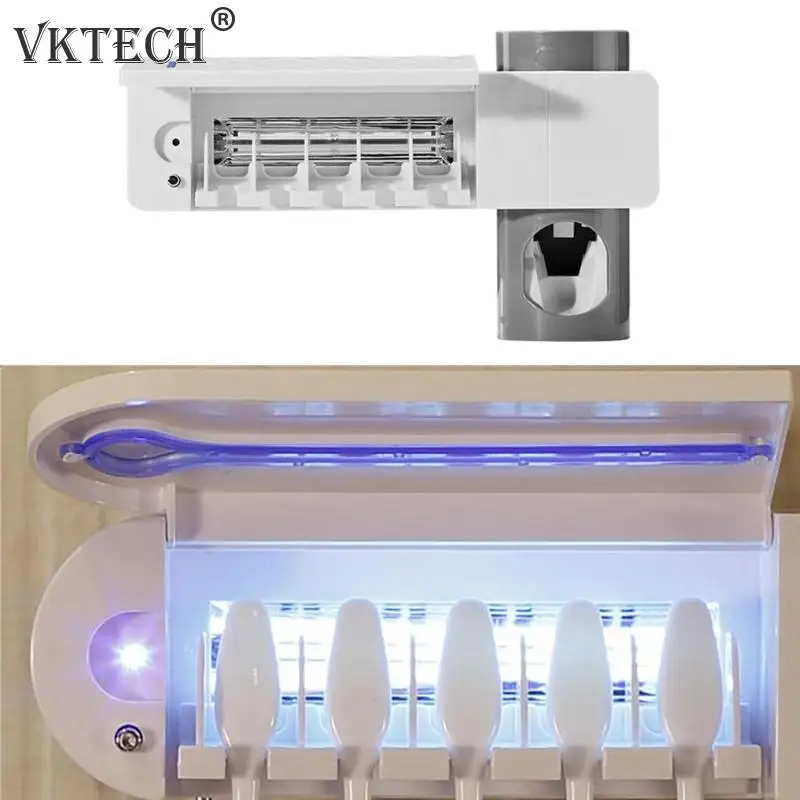 

2 in 1 UV Toothbrush Holder Sterilizer Automatic Toothpaste Dispenser Toothpaste Squeezer Antibacterial Bathroom Accessories