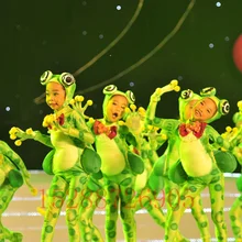 Детские костюмы с изображением маленькой лягушки и пения; одежда для выступлений с героями мультфильмов; Одежда для танцев с изображением счастливой маленькой лягушки