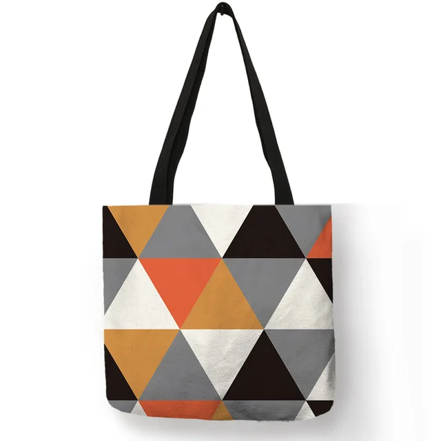 Creative Geometric Pattern Shoulder Bag Colorful Triangle Printing