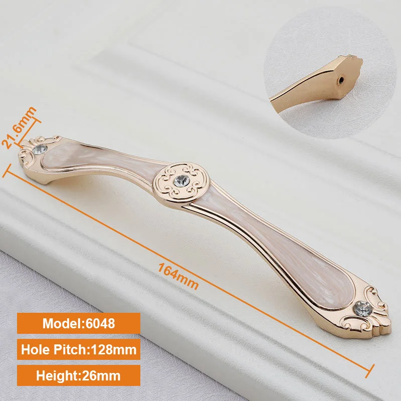 6048 128mm Rose Gold Мебельный Шкаф дверца ручки из цинкового сплава для мебели 96/128 мм отверстие шаг ручки мебели и шкафа двери тянет - Цвет: 6048 128mm Rose Gold