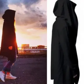 

Hooded Hoodie Long Tail Cloak Hipster Hip Hop Cape Coat Top New Dancer Clothing gift 2019 Autumn Men Streetwear Coat Top