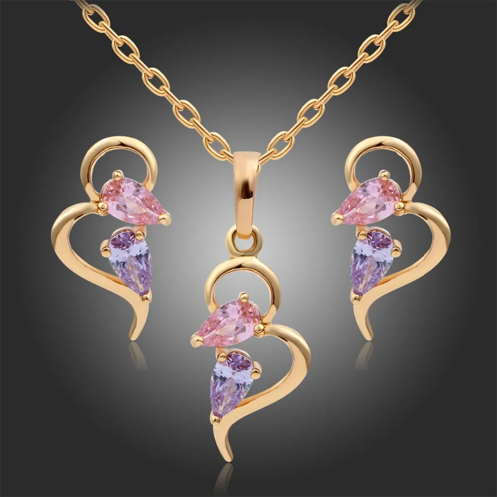 Girls Baby Kids Jewelry Sets 18K Gold Plated Heart Teardrop Multi Color