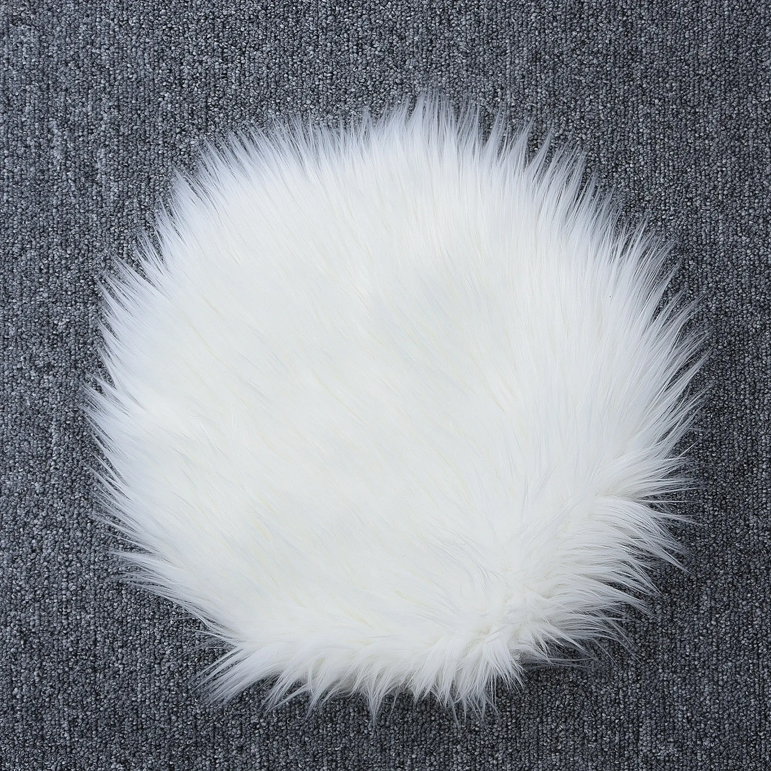 Роскошный круглый белый/серый ковер с искусственным мехом, мягкий коврик для спальни