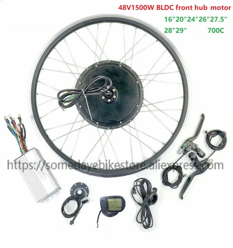 Когда-нибудь 48V1500W BLDC электрическое преобразование велосипедов Комплект 20 24 26 27,5 28, 29, 700C передние ступицы моторного колеса с LCD5 Дисплей