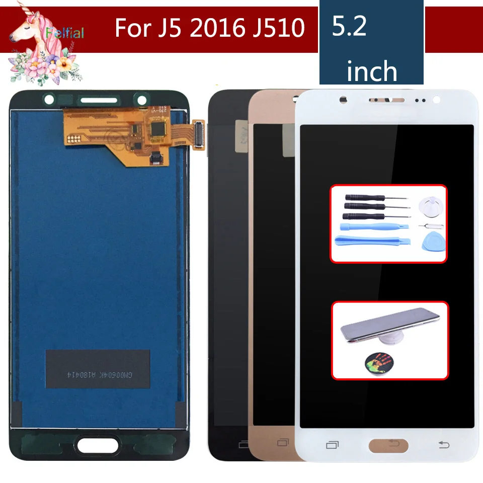 

10pcs AMOLED For Samsung Galaxy J5 2016 SM-J510FN J510F J510G J510Y J510 J510 LCD Display With Touch Screen Digitizer Assembly