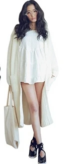 BomHCS женский богемный с длинными рукавами трикотажная верхняя одежда кардиган вязаная верхняя одежда с карманами - Цвет: Бежевый