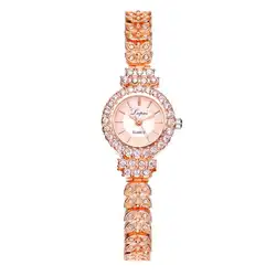 Lvpai Модный женский браслет со стразами кварцевые часы повседневные Элегантные женские маленький круглый циферблат аналоговые наручные