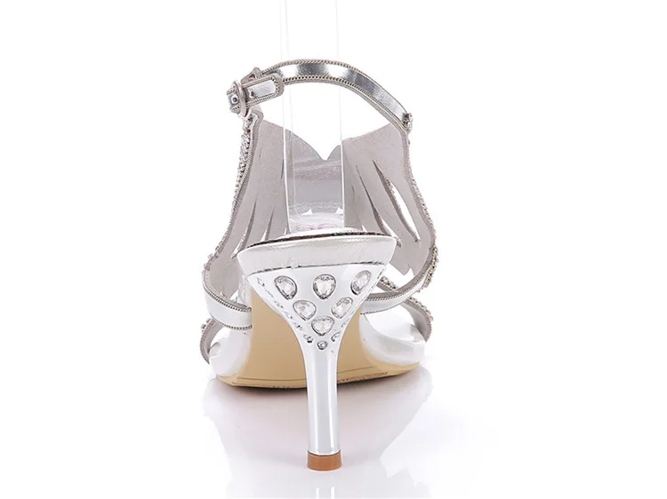 New 2016 summer diamond high-heeled stiletto heel sandals rhinestone comfortable banquet women silver wedding shoes size 1116