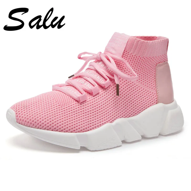 

Salu 2018 fashion Women's Boots Winter Shoes Genuine Leather Shoes Round toe Lace up Ladies Ankle Boots Female Footwear