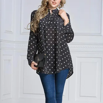 

Large Size Muslim Shirt 5XL 6XL Long Sleeve Polka Dot Office Blouse Abaya Turkish Islamic Clothing Plus Size Arabic Blouses