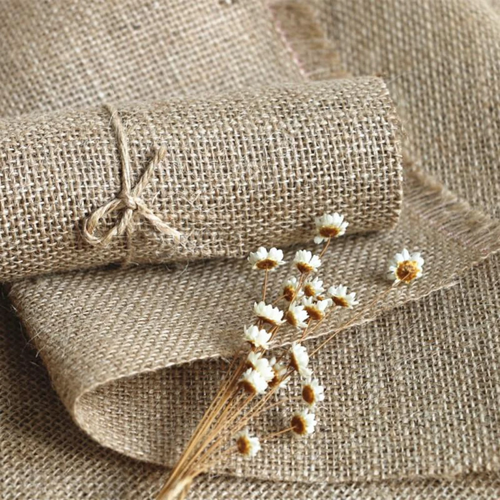

100% Natural Jute Thick Fabric For Vintage Table Mat DIY Craft Patchwork Material Canvas 50cm*160cm