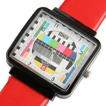 

Fashion Womage Tv Panel Machine Rectangle Watch Popular Lady Men Women Leather Student Watches Lovers Christmas Gift Wristwatch