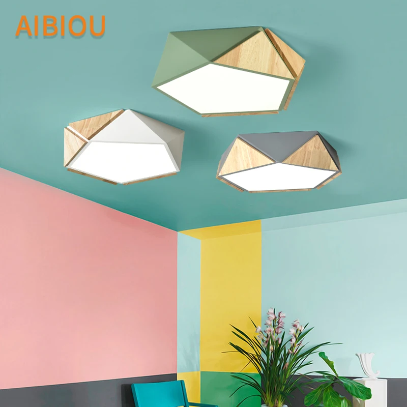 

AIBIOU New Arrival LED Ceiling Lights For Living Room Matal Frame Ceiling Lamp Surface Mounted Luminaire Wooden Bedroom Light