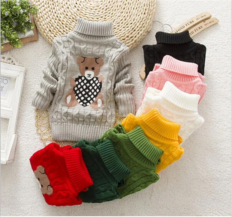 Children Clothes High Quality Baby Girls Boys Pullovers Turtleneck Sweaters Autumn Winter Warm Cartoon clothes wear Kids Sweater