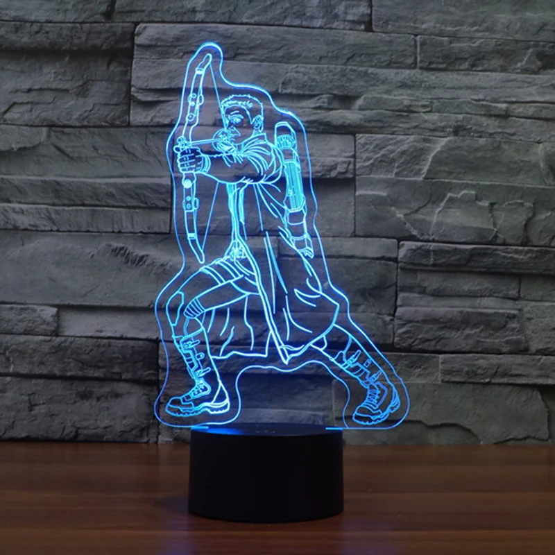 Free Shipping 1Piece Hawkeye LED Night Light 3D Wood Mood Lamp Bulbing