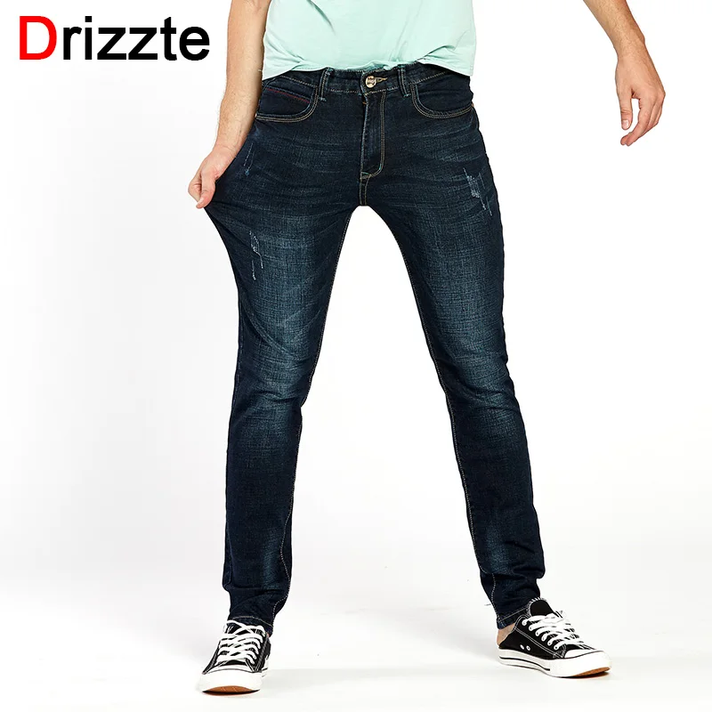 Drizzte Brand Mens Jeans Fashion Spandex Stretch Elastic Denim Black ...