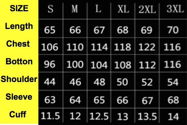 SCJ-6004  size chart 