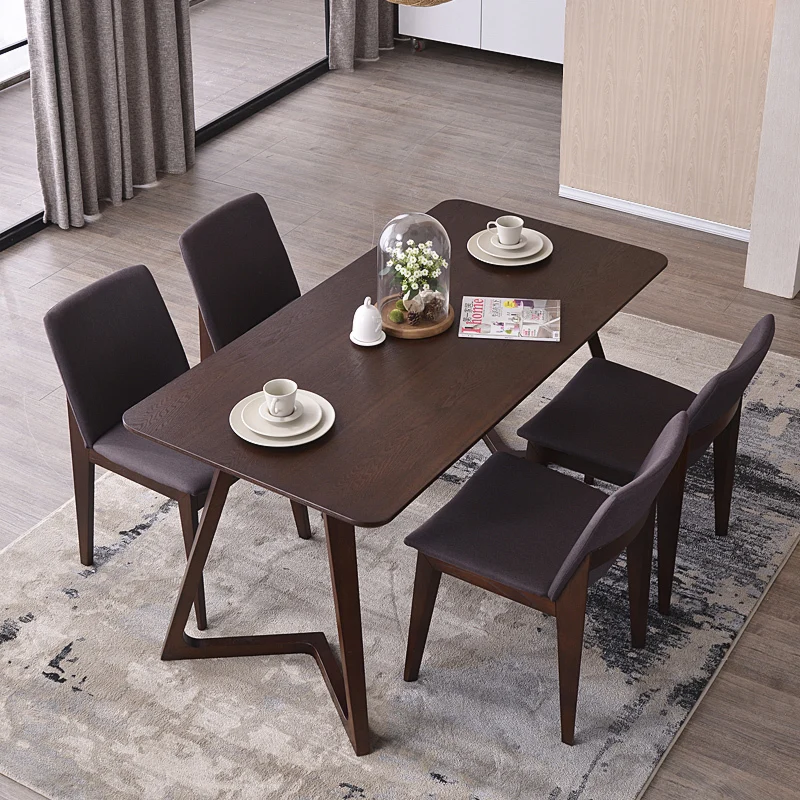 Madera nórdica mesas 6 persona mesa de comedor y cuatro sillas combinación de escritorio ikea diseñador.jpg Mesas madera ikea