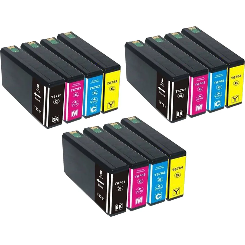 

12 Pack Ink Cartridges Compatible for Epson 676 T676XL WorkForce WP-4520, 4530, 4533, 4540, 4590, 4010, 4020, 4023, 4090 Printer