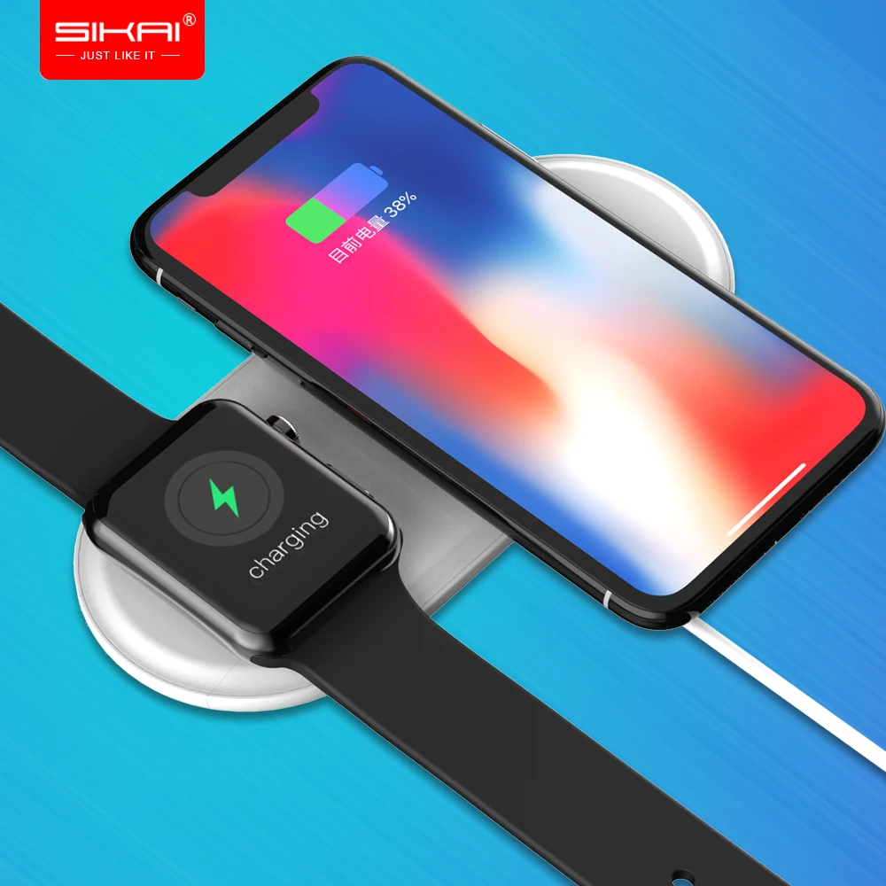 

SIKAI Wireless Charger For iPhone X 8 XR XS Max For Apple i Watch 2 3 10W Qi Wireless Charge For Samsung S7 S8 S9 Plus Note 8 9