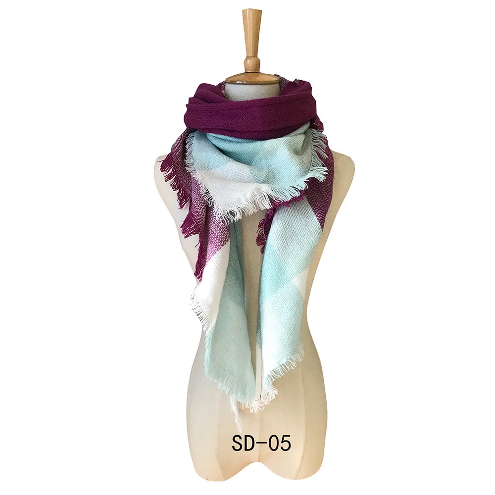 Модный высококачественный двусторонний большой клетчатый цветной квадратный шарф треугольный шарф шаль шарф Зимний шарф акриловый Nove13