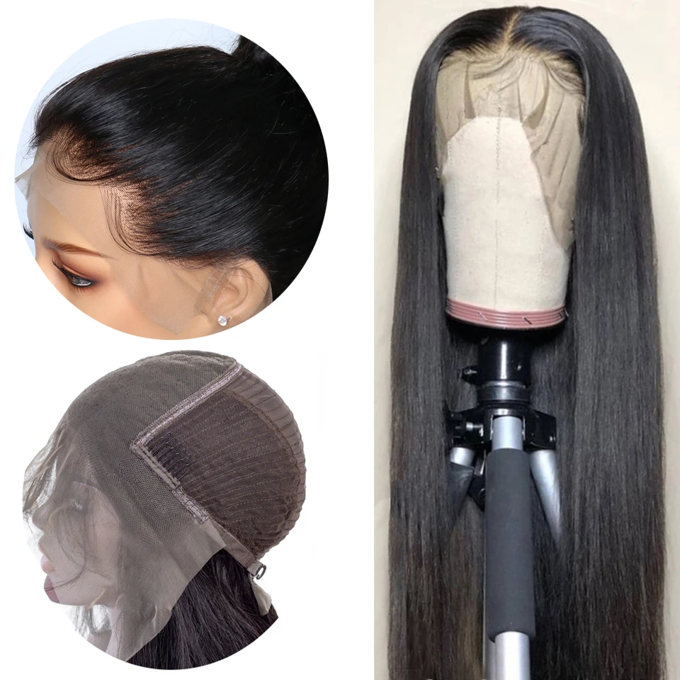 

13X6 Straight Lace Front Human Hair Wigs Brazilian Remy Hair Lace Front Wig for Black Women with Baby Hair Natural Color