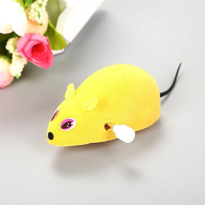 2PCS Clockwork Wind Funny Running Mouse Rat Move Tail Cat Kitten Prank Toy Gift Mice Toy Interactive Funny Cat Pet Toy