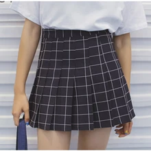 Instituto vento Europeus e Americanos estilo ocasional das mulheres de todos os jogo de cintura alta plissada xadrez bonito a linha de saia para as meninas(China (Mainland))