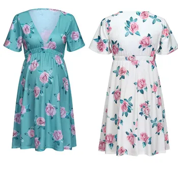 

Summer pregnant dresses Short Sleeve Maternity Dress maternity dresses Casual Floral Falbala Pregnants Sundress M6