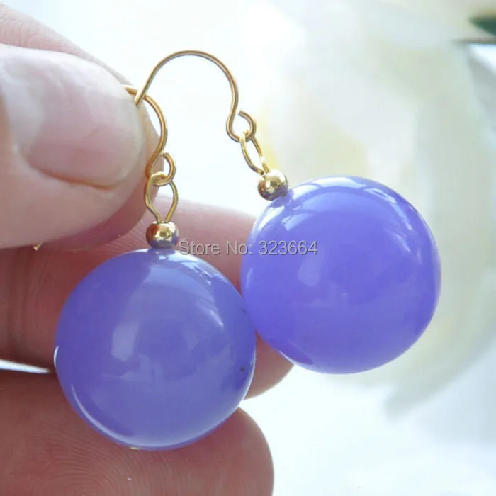 

2PC 12mm lavender round bead dangle earring
