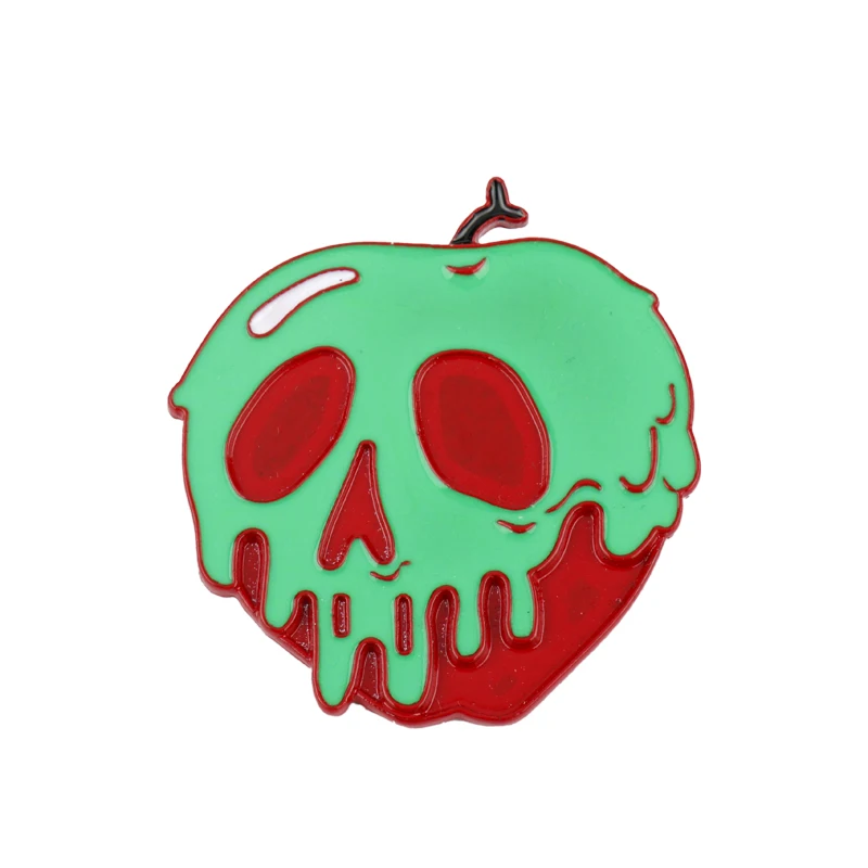 Dongsheng белоснежная ядовитая брошь "яблоко" Скелет булавки мода череп металлическая брошь с эмалью значок ювелирные изделия Хэллоуин подарки-40