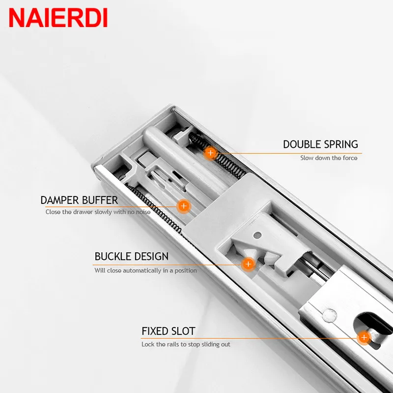 Naierdi 10 22 Stainless Steel Cabinet Slides Soft Close Three