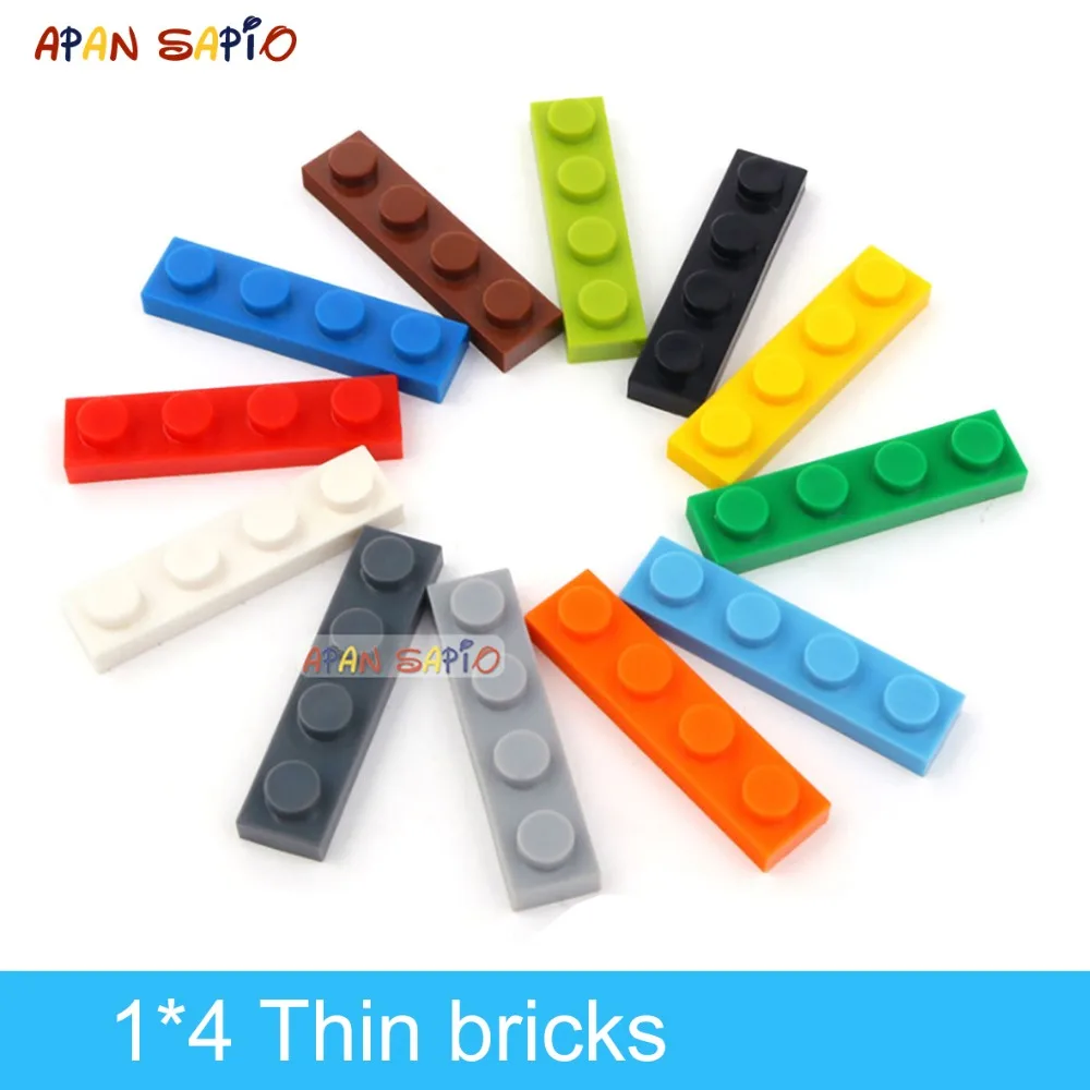 120 pièces bricolage blocs de construction figurines minces briques 1x4 points éducatifs taille créative Compatible avec lego jouets en plastique pour les enfants