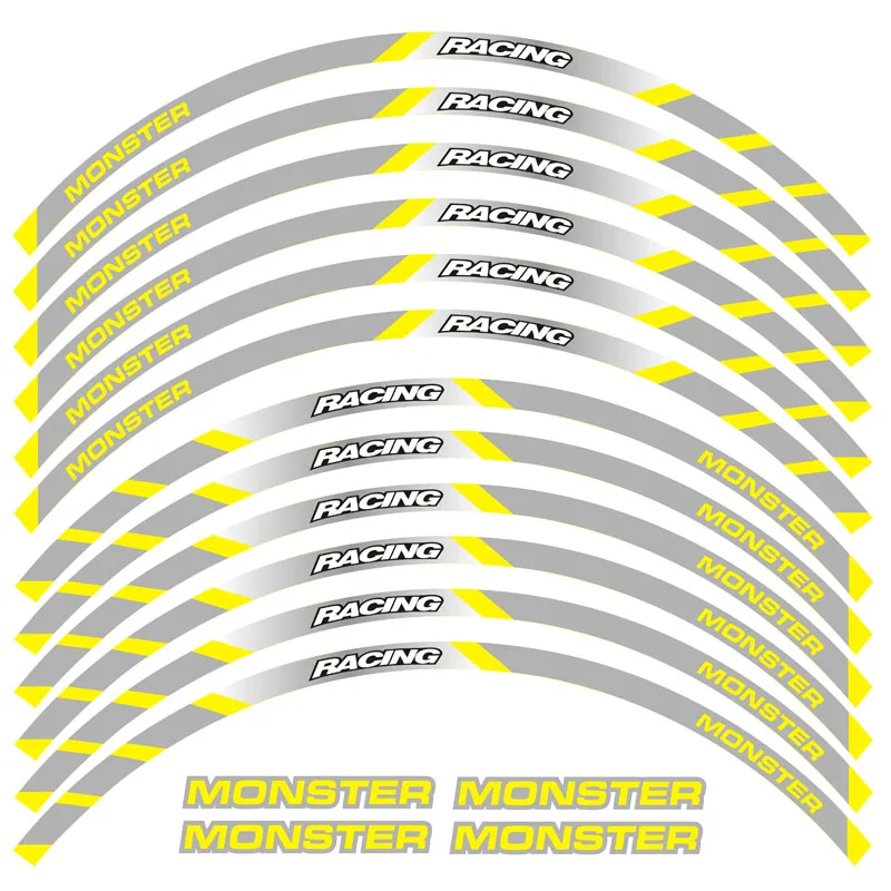 Decalques para Ducati Venda Quente Novo Borda Grossa Exterior Adesivo Listra Roda Monster 695 696 796 1100 s 797 821 795 12 Pçs 8 Automóveis e motos