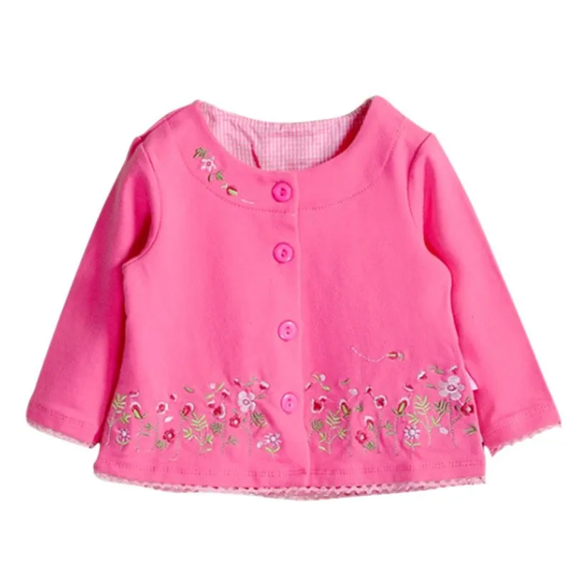 Весенне-Осенняя детская одежда с длинными рукавами кардиган для маленьких девочек, куртка, пальто детская одежда с вышитыми розовыми цветами, M1