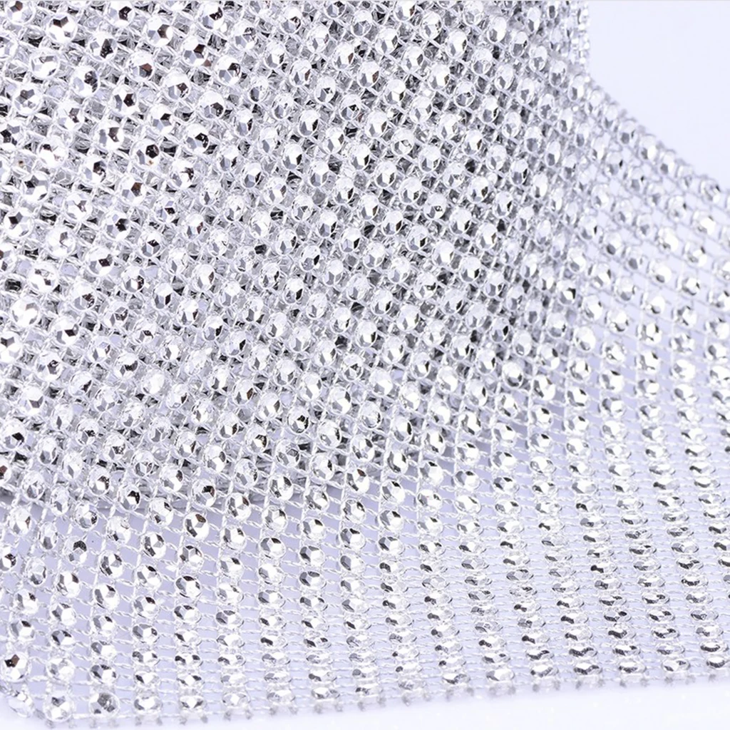 24 Row 10 Yard  Diamond Sparkling Rhinestone Mesh Ribbon Roll DIY Arts Crafts Wedding Birthdays Baby Shower Decorations