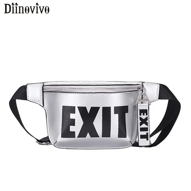 

DIINOVIVO New Fashion Letter EXIT Women's Belt Bag Hot Sale Wasit Bags 2019 PU Leather Fanny Pack Female Bag Chest Bag WHDV1092