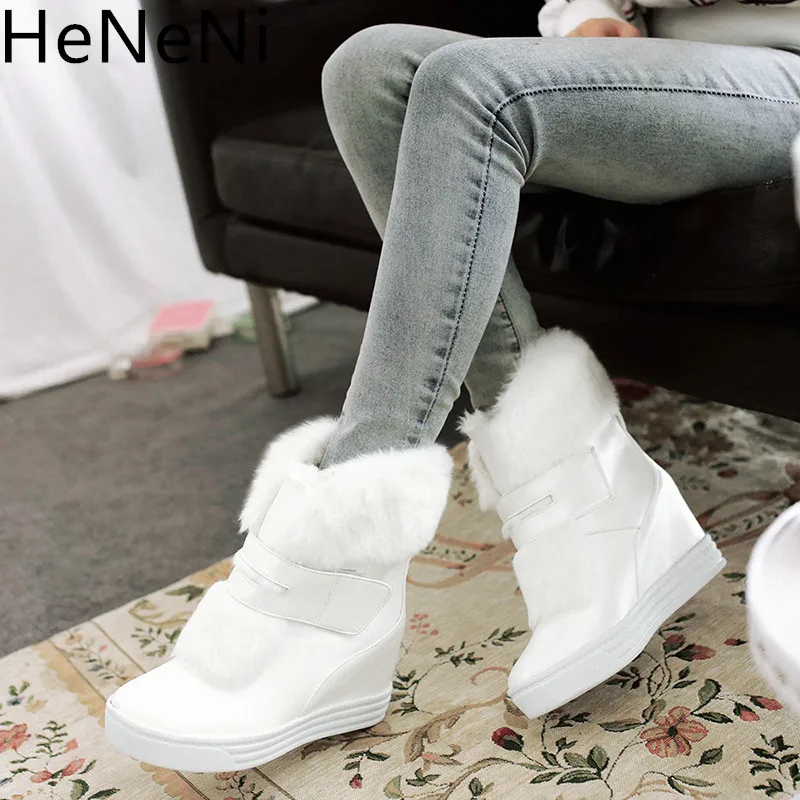 

Winter Woman Ankle Boots Fur Platform Snow Boot Ladies Plush Sneakers Flat Casual Shoes Woman Footwear Plus size 34-43