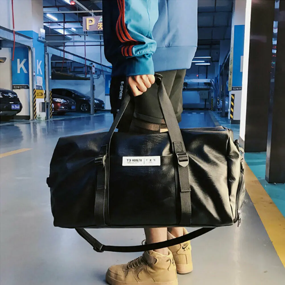 

Male black fashion travel bag large capacity portable fitness handbag duffle bag weekend bag