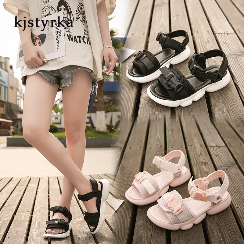 

Kjstyrka Fashion shoes Women Summer Sandals open toe Platform Gladiator Buckle Strap Solid color Leisure sport sandals heels