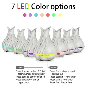 

400ml Aroma Essential Oil Diffuser Ultrasonic Air Humidifier with Wood Grain 7 Color Changing LED Lights for Office Home New