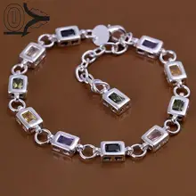 С посеребрением браслет, свадебные ювелирные изделия, аксессуары, модное серебряное кольцо с квадратным Цвет браслеты из камней браслет